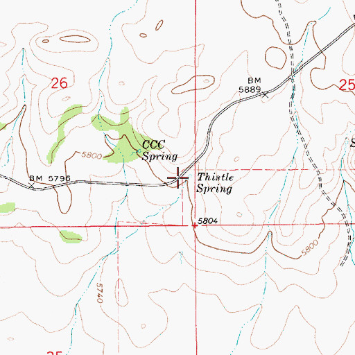 Topographic Map of Thistle Spring, ID