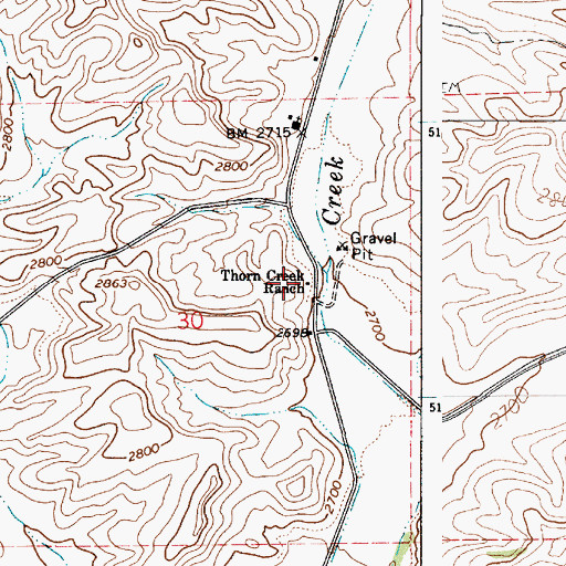 Topographic Map of Thorn Creek Ranch, ID