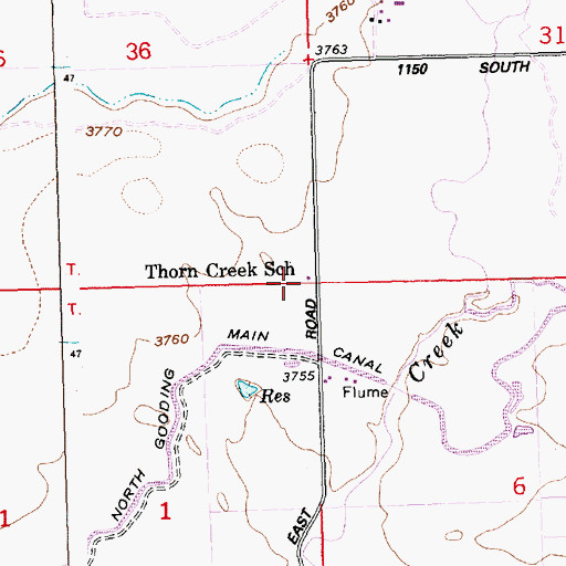 Topographic Map of Thorn Creek School, ID