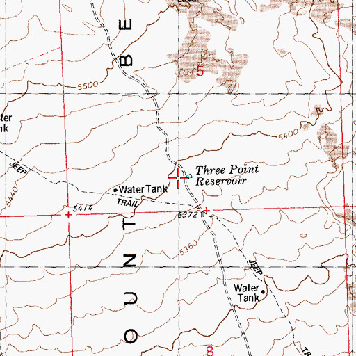 Topographic Map of Three Point Reservoir, ID