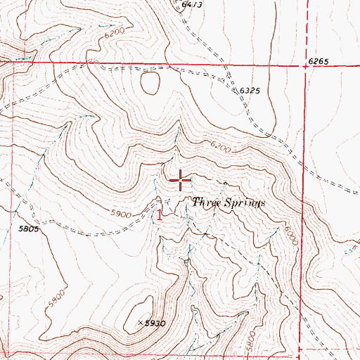Topographic Map of Three Springs, ID