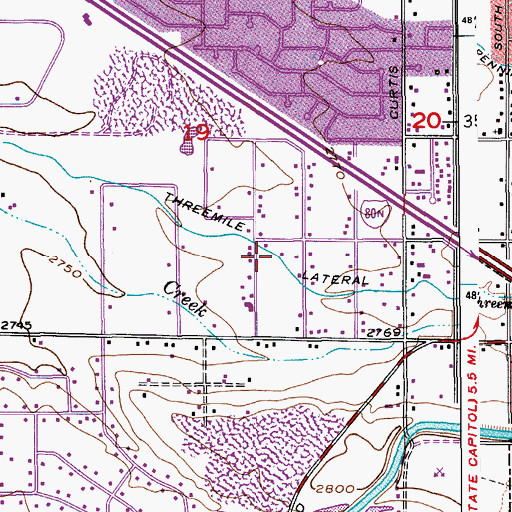 Topographic Map of Threemile Lateral, ID