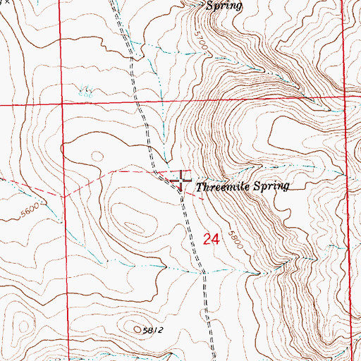 Topographic Map of Threemile Spring, ID