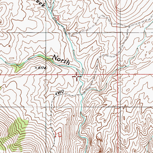 Topographic Map of Tiddie Creek, ID