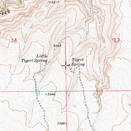 Topographic Map of Tigert Spring, ID