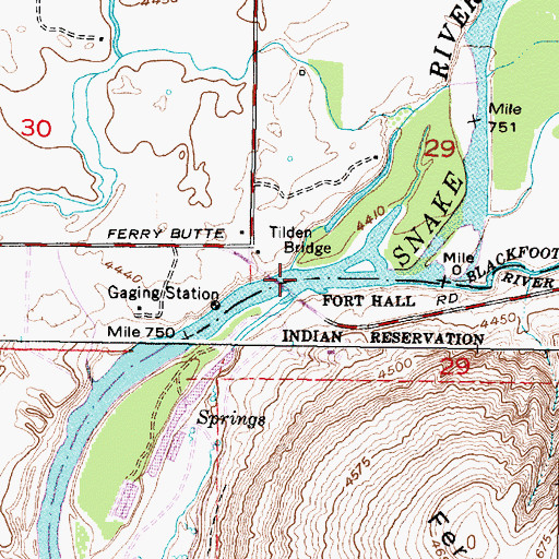 Topographic Map of Tilden Bridge, ID