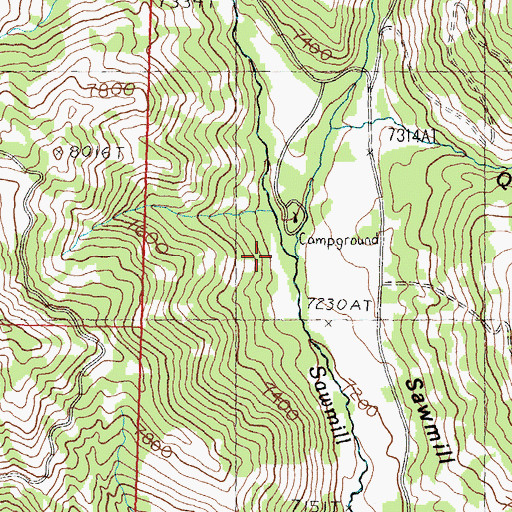 Topographic Map of Timber Creek, ID