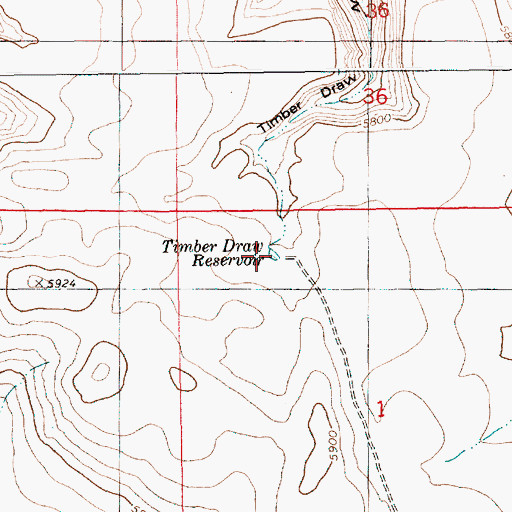 Topographic Map of Timber Draw Reservoir, ID