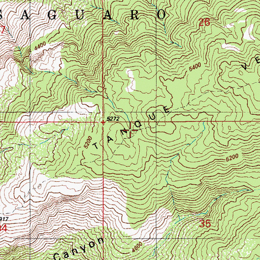 Topographic Map of Tanque Verde Ridge Trail, AZ