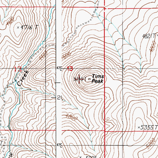 Topographic Map of Tims Peak, ID