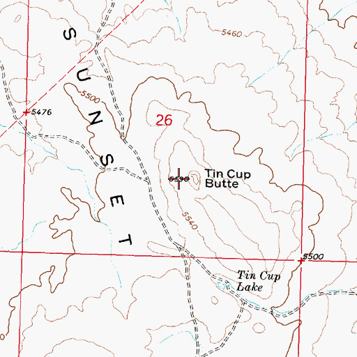 Topographic Map of Tin Cup Butte, ID