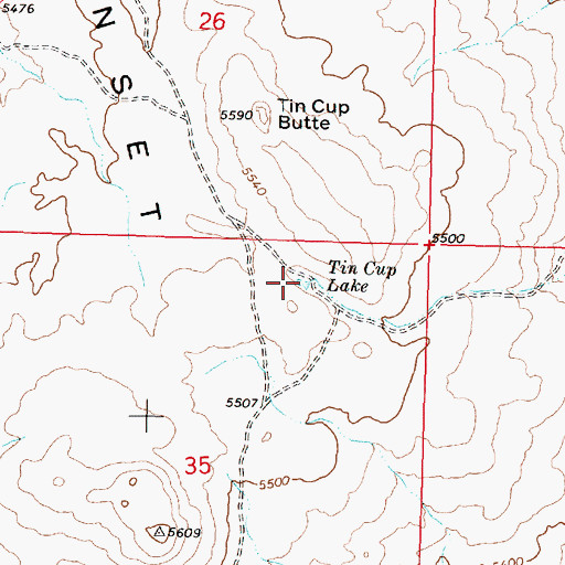 Topographic Map of Tin Cup Lake, ID