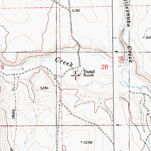 Topographic Map of Tindall Ranch, ID