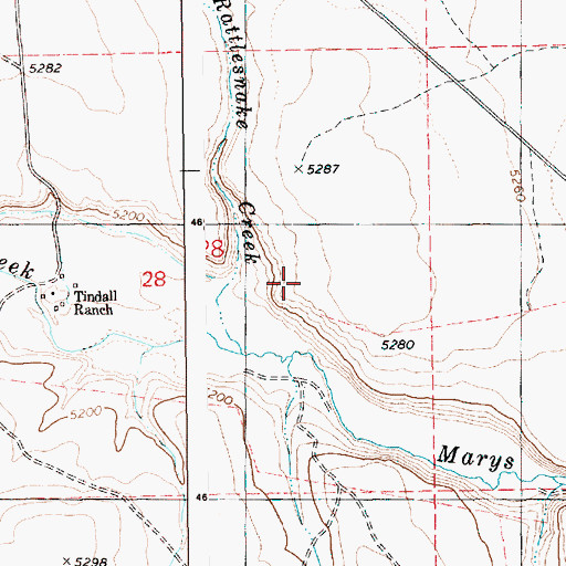 Topographic Map of Tindall Ranch, ID