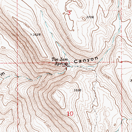 Topographic Map of Toe Jam Spring, ID