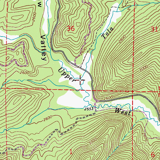 Topographic Map of Tola Creek, ID