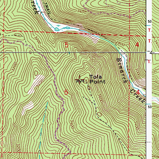 Topographic Map of Tola Point, ID