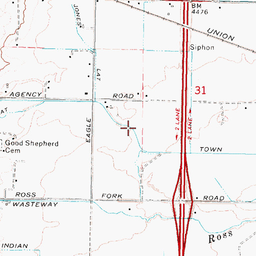 Topographic Map of Town Lateral, ID