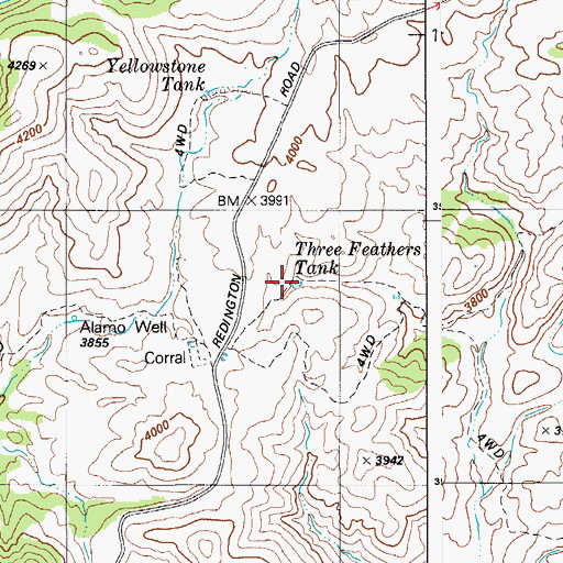 Topographic Map of Three Feathers Tank, AZ