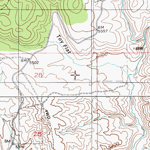 Topographic Map of Toy Flat, ID