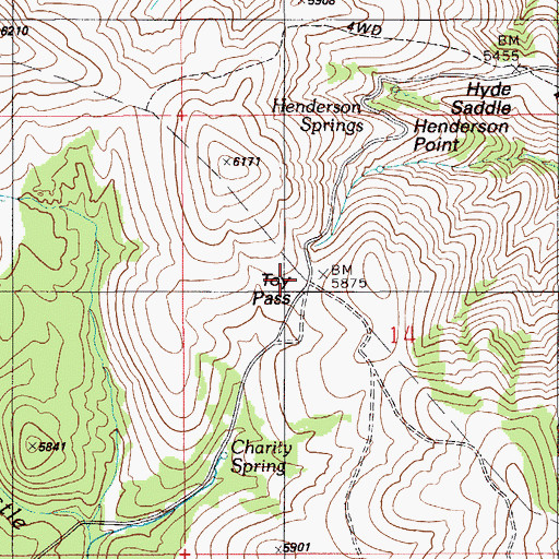 Topographic Map of Toy Pass, ID