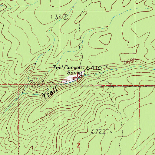 Topographic Map of Trail Canyon Spring, ID
