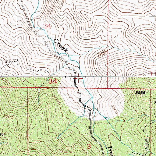 Topographic Map of Trail Creek, ID