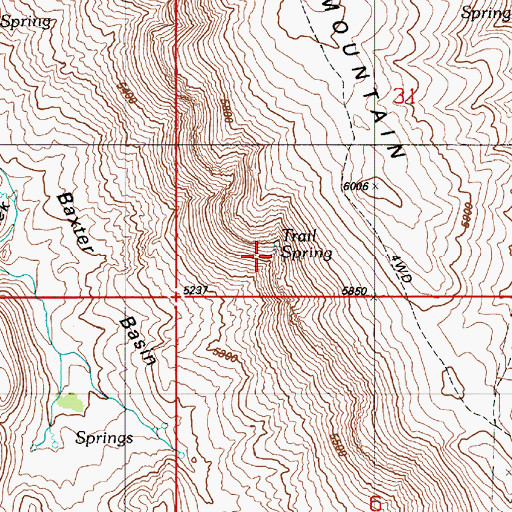 Topographic Map of Trail Spring, ID