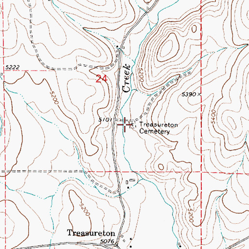 Topographic Map of Treasureton Cemetery, ID