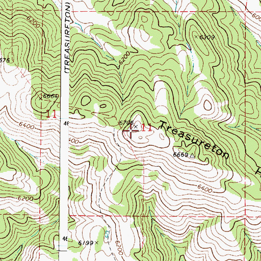 Topographic Map of Treasureton Hill, ID