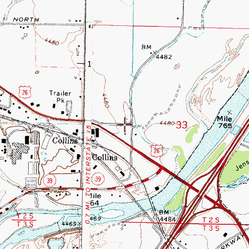 Topographic Map of Trego Ditch, ID
