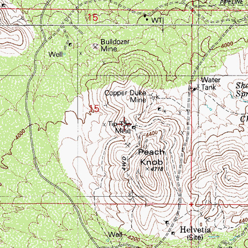 Topographic Map of Tip Top Mine, AZ