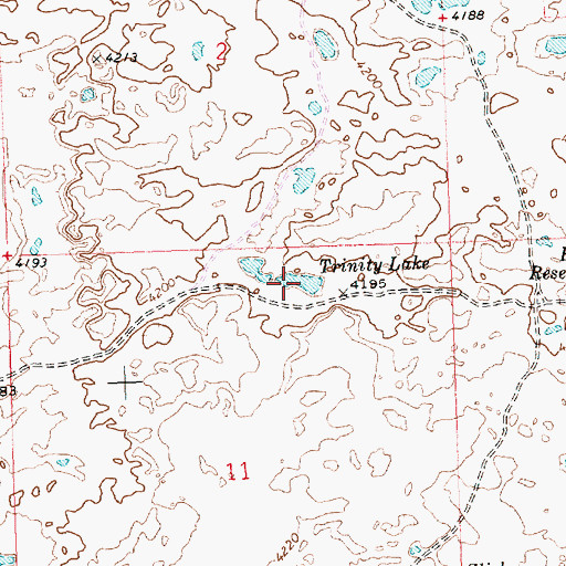 Topographic Map of Trinity Lake, ID