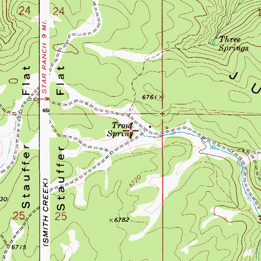 Topographic Map of Trout Spring, ID
