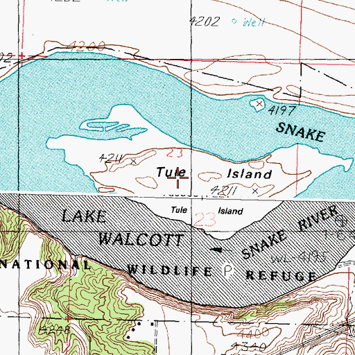 Topographic Map of Tule Island, ID