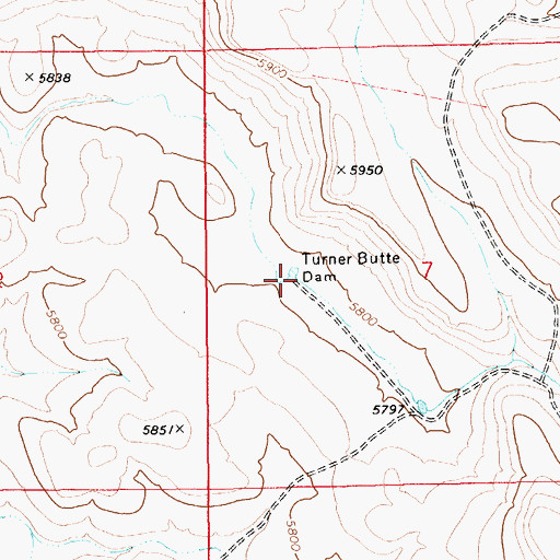 Topographic Map of Turner Butte Dam, ID