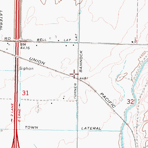 Topographic Map of Turner Lateral, ID