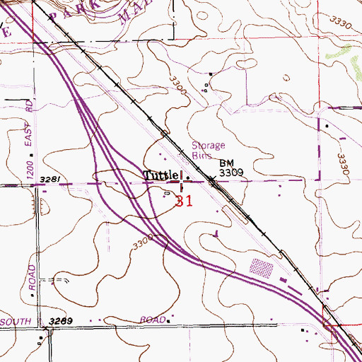 Topographic Map of Tuttle, ID