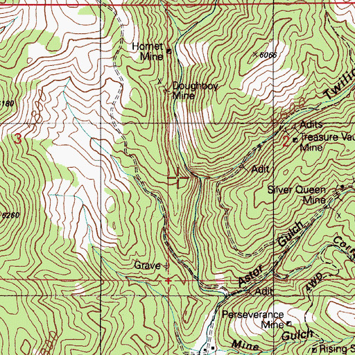 Topographic Map of Twilight Gulch, ID