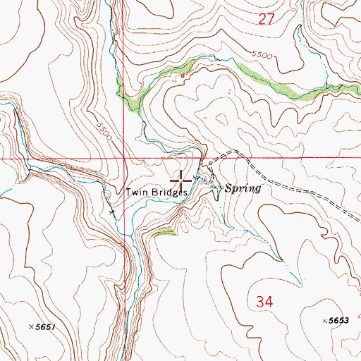 Topographic Map of Twin Bridges, ID