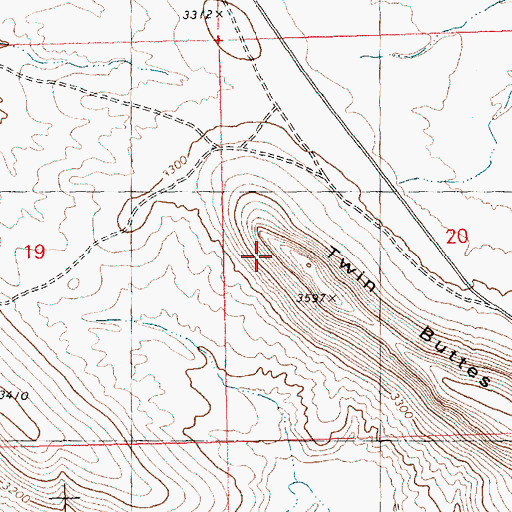 Topographic Map of Twin Buttes, ID