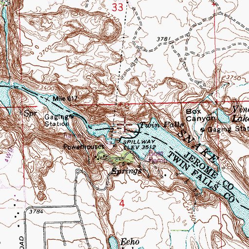 Topographic Map of Twin Falls, ID