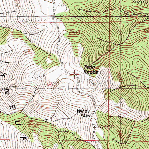 Topographic Map of Twin Knobs, ID