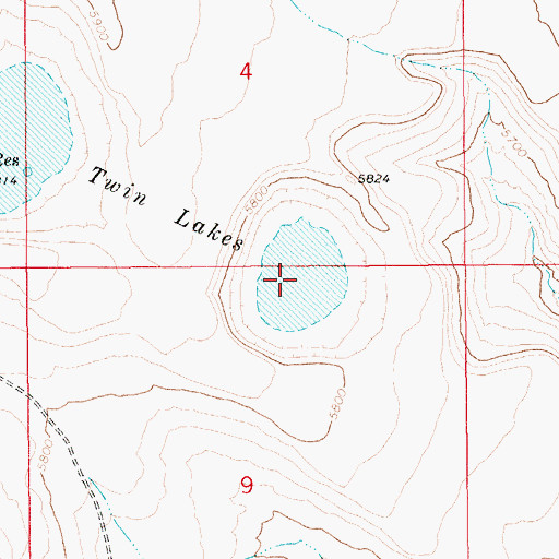 Topographic Map of Twin Lakes, ID