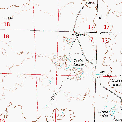 Topographic Map of Twin Lakes, ID