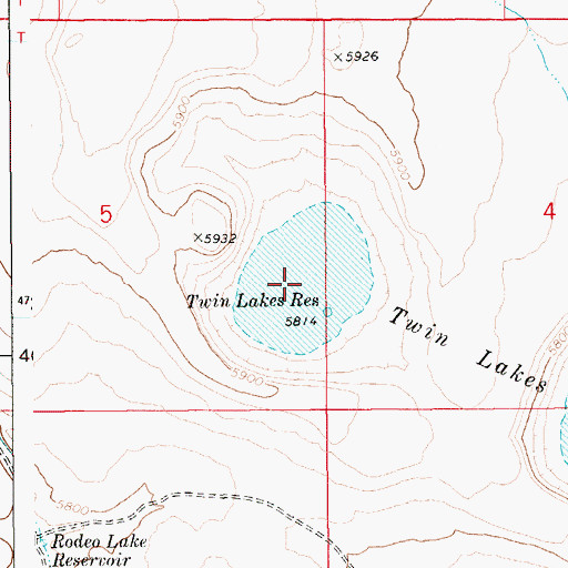 Topographic Map of Twin Lakes Reservoir, ID