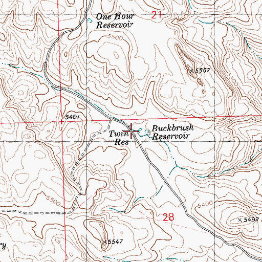Topographic Map of Twin Reservoir, ID