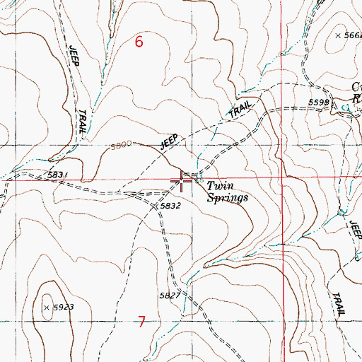 Topographic Map of Twin Springs, ID