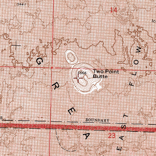 Topographic Map of Two Point Butte, ID