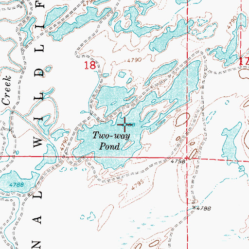 Topographic Map of Two-way Pond, ID